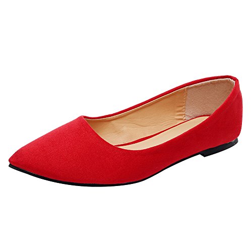 Jamron Damen Spitze Ballerinas Leicht Flatche Pumps Rot SN02722 EU42 von Jamron