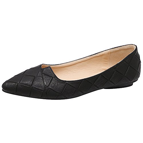 Jamron Damen Spitze Ballerinas Leicht Flatche Pumps Schwarz SN02711 EU37 von Jamron