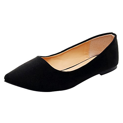 Jamron Damen Spitze Ballerinas Leicht Flatche Pumps Schwarz SN02722 EU37.5 von Jamron