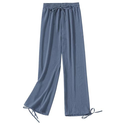 Jamron Damen Übergröße Hohe Taille Weites Bein Palazzo Hose Loose Fit Lässige Stretch Lounge Hose mit Kordelzug Blau-3 4XL Jamron Damen Übergröße Hohe Taille Weites Bein Palazzo Hose Loose Fit Lässige Stretch Lounge Hose mit Kordelzug Blau-3 4XL von Jamron