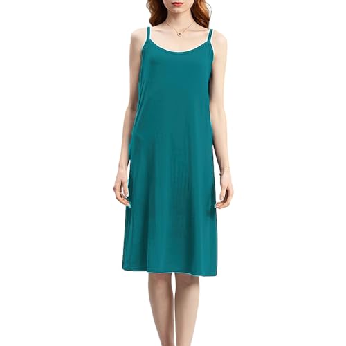 Jamron Damen Übergröße Unterkleid Knielang Petticoat Full Slip Miederkleider Weiches Trägerloses Cami Nachthemd Dunkelgrün XXL von Jamron