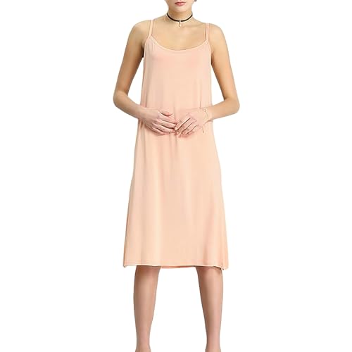 Jamron Damen Übergröße Unterkleid Knielang Petticoat Full Slip Miederkleider Weiches Trägerloses Cami Nachthemd Nackt 5XL von Jamron