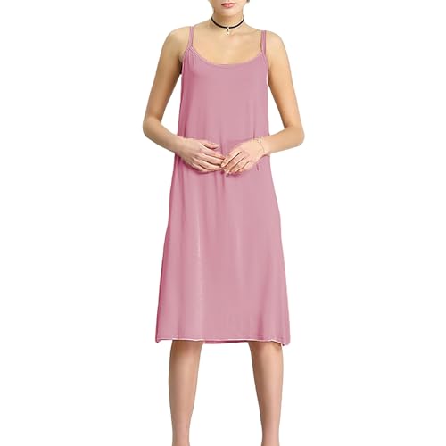 Jamron Damen Übergröße Unterkleid Knielang Petticoat Full Slip Miederkleider Weiches Trägerloses Cami Nachthemd Rosa-1 XXL von Jamron