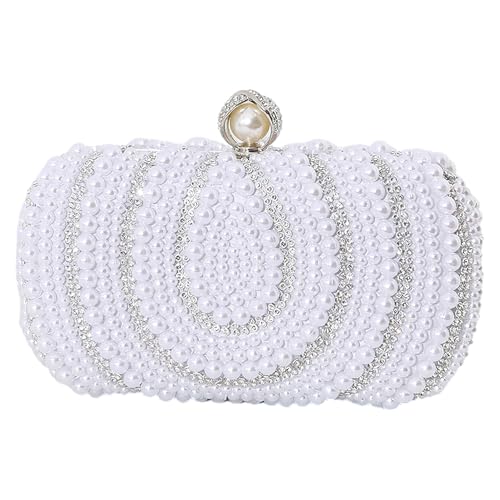 Jamron Damen Vintage Strass Perlenbesetzte Clutch Abendtasche Brauttasche SN071293 Weiß von Jamron