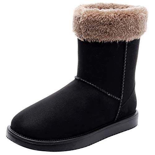 Jamron Damen Wasserdicht Halbschaft Regen-/Schneeschuhe mit Abnehmbar Plüsch Futter Schwarz SN02772 EU40 von Jamron