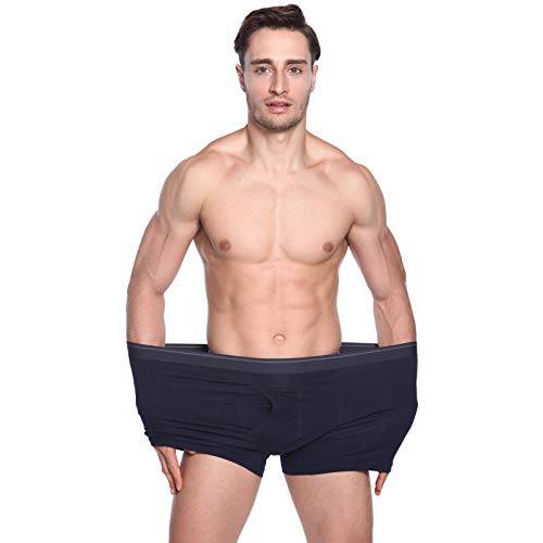 Jamron Herren 3er Pack Baumwoll Stretch Boxershorts Unterwäsche mit Eingriff Schwarz & Weiß & Marineblau 7XL von Jamron