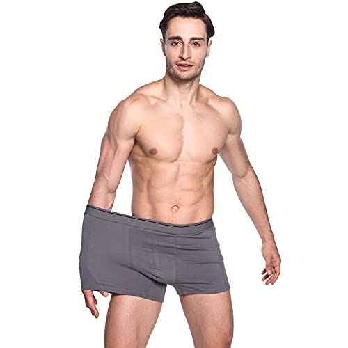 Jamron Herren 3er Pack Baumwoll Stretch Boxershorts Unterwäsche no Eingriff Marineblau & Beige & Dunkelgrau 5XL von Jamron