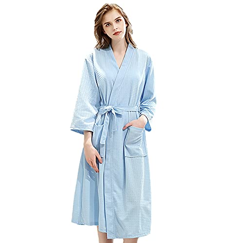 Jamron Herren Damen Paare Waffel Bademantel Atmungsaktiv Spa Hotel Kimonno Kleider Homewear SN070135 Blau XL von Jamron