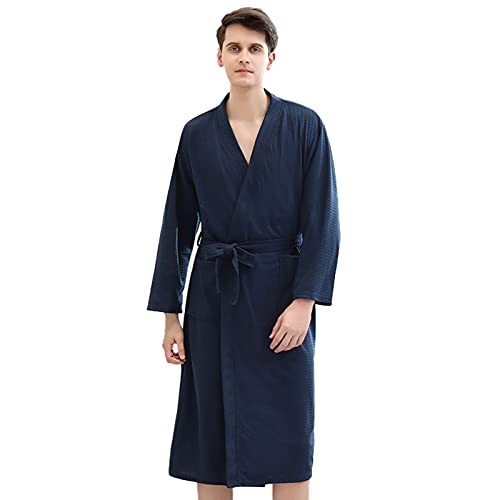 Jamron Herren Damen Paare Waffel Bademantel Atmungsaktiv Spa Hotel Kimonno Kleider Homewear SN070135 Marineblau L von Jamron