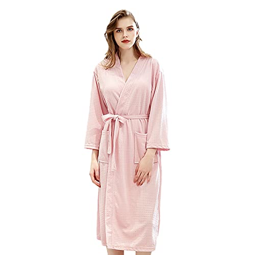 Jamron Herren Damen Paare Waffel Bademantel Atmungsaktiv Spa Hotel Kimonno Kleider Homewear SN070135 Rosa M von Jamron