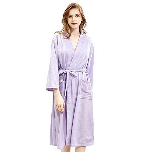 Jamron Herren Damen Paare Waffel Bademantel Atmungsaktiv Spa Hotel Kimonno Kleider Homewear SN070135 Violett L von Jamron