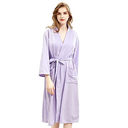 Jamron Herren Damen Paare Waffel Bademantel Atmungsaktiv Spa Hotel Kimonno Kleider Homewear SN070135 Violett XL von Jamron