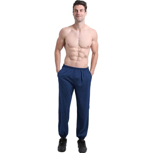 Jamron Herren Dehnbare Loose Fit Freizeithosen Trainingshose Outdoor Leicht Dünn Jogginghose Übergröße SN070869 Blau-2 XXL von Jamron