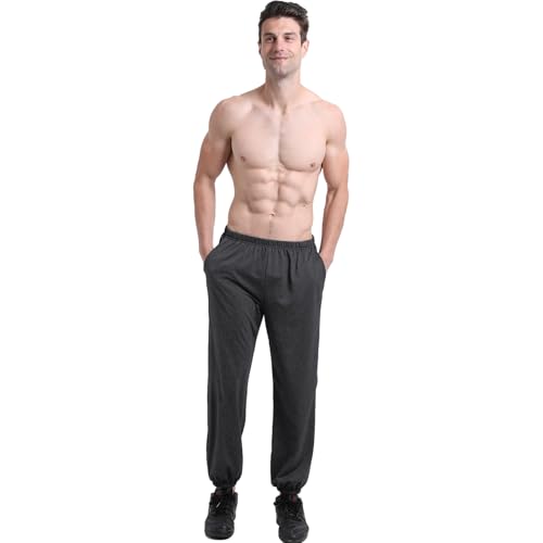 Jamron Herren Dehnbare Loose Fit Freizeithosen Trainingshose Outdoor Leicht Dünn Jogginghose Übergröße SN070869 Dunkelgrau-2 L von Jamron