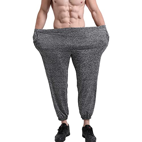 Jamron Herren Dehnbare Loose Fit Freizeithosen Trainingshose Outdoor Leicht Dünn Jogginghose Übergröße SN070869 Hellgrau 3XL von Jamron