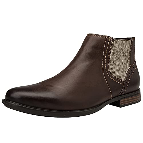 Jamron Herren Echtleder Westlich Vintage Chelsea Stiefel Reißverschluss Stiefeletten Kaffee SN01752 EU39.5 von Jamron