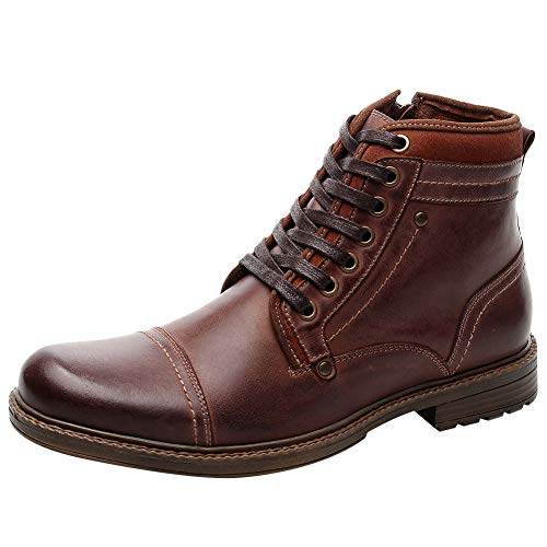 Jamron Herren Echtleder Westlich Vintage Derby Stiefel Reißverschluss Stiefeletten Braun SN01730 EU40 von Jamron