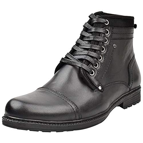 Jamron Herren Echtleder Westlich Vintage Derby Stiefel Reißverschluss Stiefeletten Schwarz SN01730 EU43 von Jamron