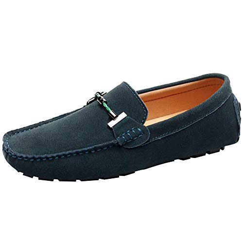 Jamron Herren Elegant Schnalle Halbschuhe Komfort Wildleder Fahrschuhe Stilvoll Mokassin Slippers Hausschuhe Pantoffeln Dunkelgrün SN19020 EU39.5 von Jamron