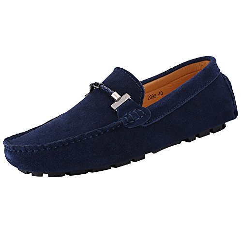 Jamron Herren Elegant Schnalle Halbschuhe Komfort Wildleder Fahrschuhe Stilvoll Mokassin Slippers Hausschuhe Pantoffeln Marineblau SN19020 EU39.5 von Jamron