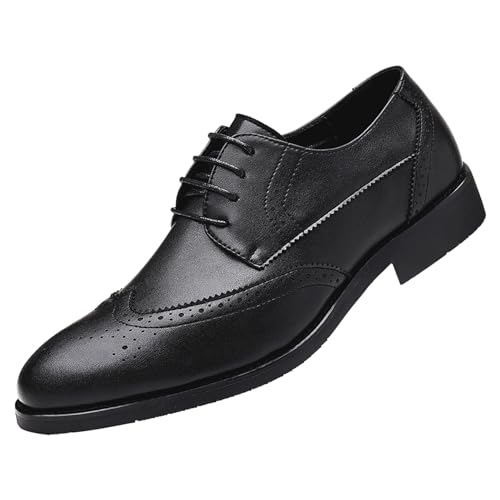 Jamron Herren Elegant Wingtip Brogue Spectator Schuhe Patchwork Derby Schnüren Abendschuhe Volles Schwarz SN0707202 EU44.5 von Jamron