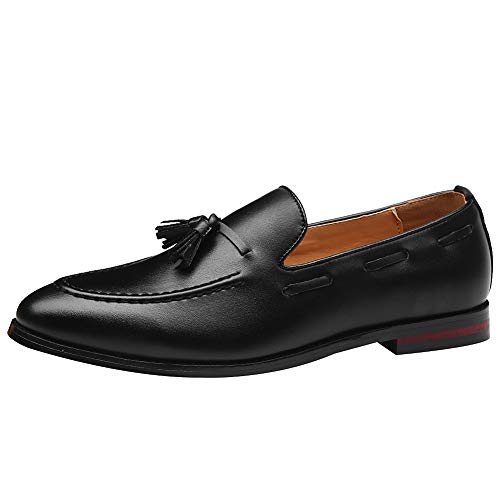 Jamron Herren Klassisch Britischer Stil Quaste Loafers Halbschuhe Kunstleder Leicht Mokassin Slippers Schwarz SN01757 EU39.5 von Jamron