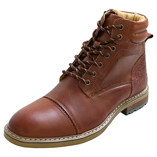 Jamron Herren Klassisch Echtleder Stiefeletten Reißverschluss Chukka Stiefel mit Warmes Flanellfutter Braun EU46.5 von Jamron