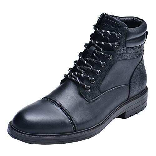 Jamron Herren Klassisch Echtleder Stiefeletten Reißverschluss Chukka Stiefel mit Warmes Flanellfutter Schwarz EU41.5 von Jamron