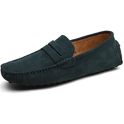 Jamron Herren Wildleder Penny Loafers Gemütlich Fahrende Schuhe Mokassin Slippers Grün 2088 UK9/EU43 von Jamron