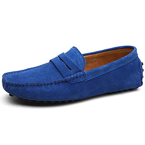 Jamron Herren Wildleder Penny Loafers Gemütlich Fahrende Schuhe Mokassin Slippers Königsblau 2088 UK10/EU44.5 von Jamron