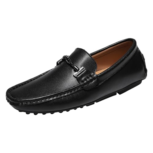 Jamron Herren Kunstleder Slipper Mokassins Elegant Loafer mit Schnalle Schwarz SN0707327 EU44.5 Jamron Herren Kunstleder Slipper Mokassins Elegant Loafer mit Schnalle Schwarz SN0707327 EU44.5 von Jamron