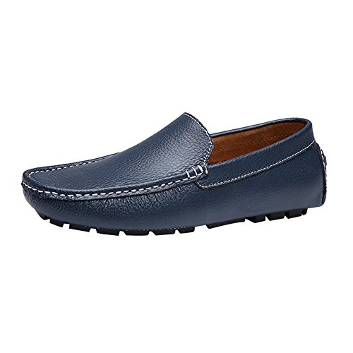 Jamron Herren Kunstleder Stilvoll Mokassin Loafers Penny Loafers Marineblau SN9100 EU44 von Jamron