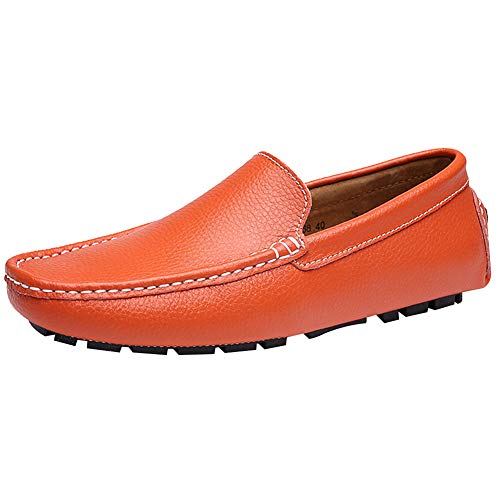 Jamron Herren Kunstleder Stilvoll Mokassin Loafers Penny Loafers Orange SN9100 EU44.5 von Jamron
