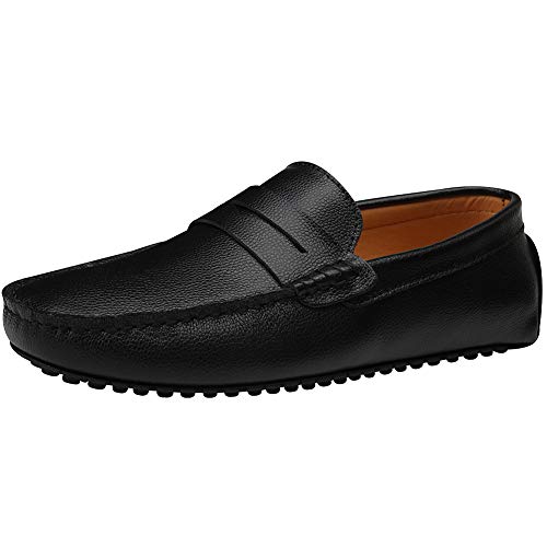 Jamron Herren Kunstleder Stilvoll Mokassin Slippers Penny Loafers Schwarz SN19062 EU46.5 von Jamron