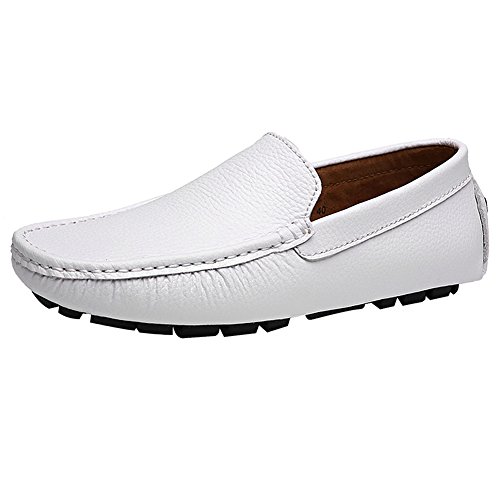 Jamron Herren Kunstleder Stilvoll Mokassin Loafers Penny Loafers Weiß SN9100 EU41.5 von Jamron