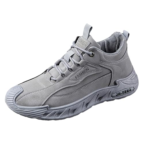 Jamron Herren Kunstwildleder Flexible Sohle Sneakers Fitness Laufschuhe Turnschuhe Grau SN0706295 EU39 von Jamron