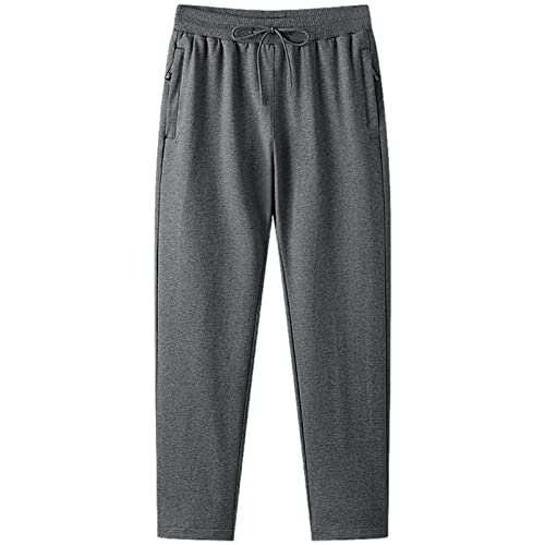 Jamron Herren Slim Fit Jogginghose aus Baumwolle mit Reißverschlusstaschen Trainingshose Freizeithose Straight Grau 4XL von Jamron