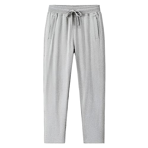 Jamron Herren Slim Fit Jogginghose aus Baumwolle mit Reißverschlusstaschen Trainingshose Freizeithose Straight Hellgrau 5XL von Jamron