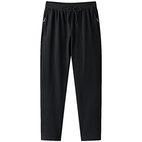 Jamron Herren Slim Fit Jogginghose aus Baumwolle mit Reißverschlusstaschen Trainingshose Freizeithose Straight Schwarz 3XL von Jamron