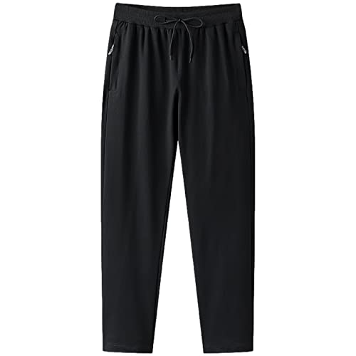 Jamron Herren Slim Fit Jogginghose aus Baumwolle mit Reißverschlusstaschen Trainingshose Freizeithose Straight Schwarz XL von Jamron