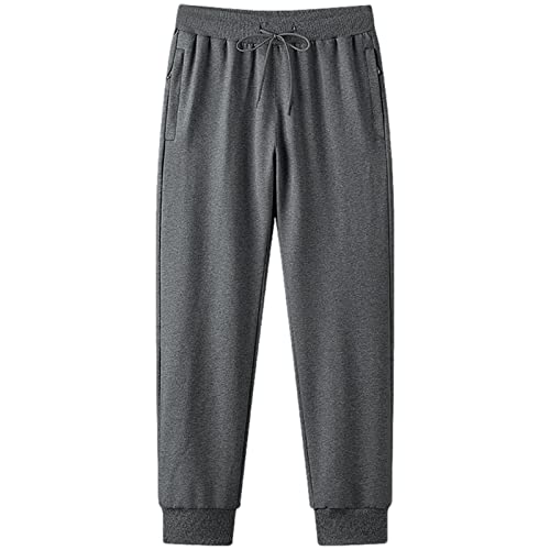 Jamron Herren Slim Fit Jogginghose aus Baumwolle mit Reißverschlusstaschen Trainingshose Freizeithose Tapered Grau 6XL von Jamron