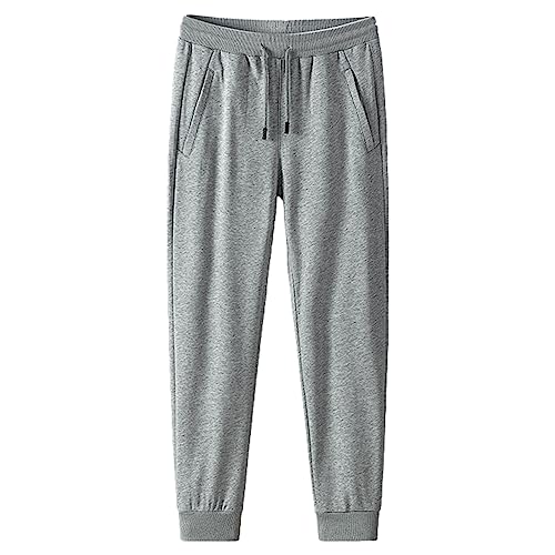 Jamron Herren Slim Fit Jogginghose aus Baumwolle mit Reißverschlusstaschen Trainingshose Freizeithose Tapered Hellgrau L von Jamron