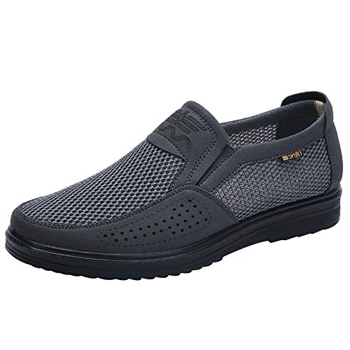 Jamron Herren Sommer Atmungsaktiv Mesh Loafers Fahrschuhe Leicht Freizeit Sneakers Grau SN01749 EU41.5 von Jamron