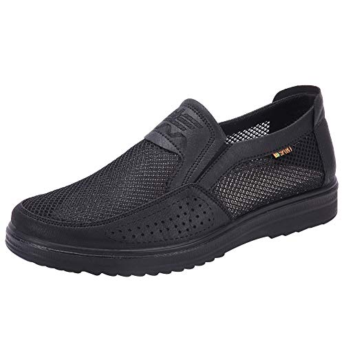 Jamron Herren Sommer Atmungsaktiv Mesh Loafers Fahrschuhe Leicht Freizeit Sneakers Schwarz SN01749 EU42 von Jamron