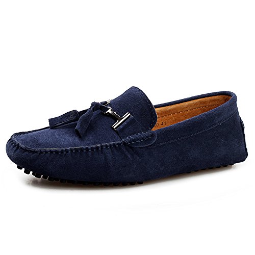 Jamron Herren Stilvoll Quaste Wildleder Mokassins Bequem Halbschuhe Niederung Fahrschuhe Marineblau 2080 EU44 von Jamron