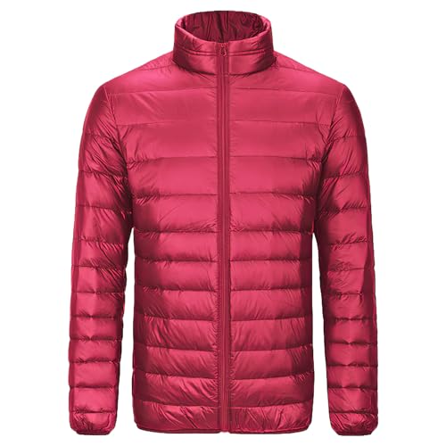 Jamron Herren Übergröße Winterjacke Steppjacke Warm Wattierte Pufferjacke mit Stehkragen & Vielen Taschen Rot 3XL von Jamron