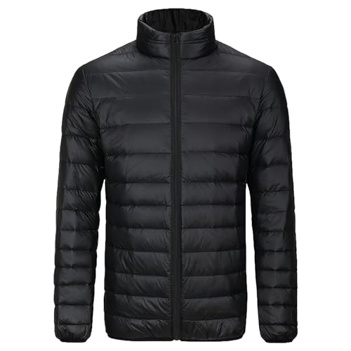 Jamron Herren Übergröße Winterjacke Steppjacke Warm Wattierte Pufferjacke mit Stehkragen & Vielen Taschen Schwarz M von Jamron