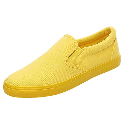 Jamron Hombre Color Sólido Slip On Zapatos de Lona Zapatillas Casual Sneakers Plimsolls Gelb SN0706142 EU44 von Jamron