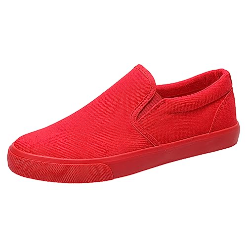 Jamron Hombre Color Sólido Slip On Zapatos de Lona Zapatillas Casual Sneakers Plimsolls Rot SN0706142 EU42 von Jamron