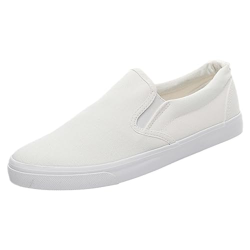 Jamron Hombre Color Sólido Slip On Zapatos de Lona Zapatillas Casual Sneakers Plimsolls Weiß SN0706142 EU43 von Jamron